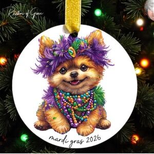 Mardi Gras Chow Chow Christmas Ornament – Dog Lover Keepsake, Personalized Gift